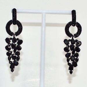 Black Rhinestone Statement Dangling Stud Earrings